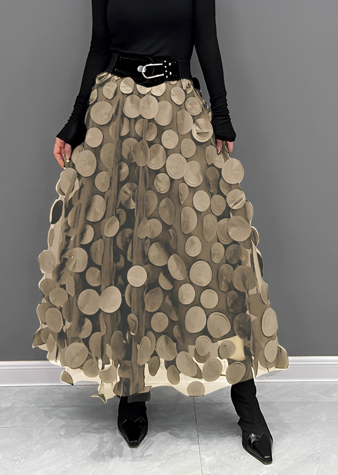 Ivyshape | Black Polka Dot Skirt