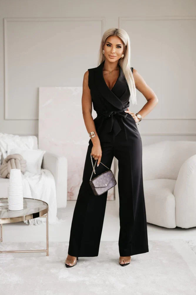 Ivyshape | Women's Elegant Jumpsuit Black And White