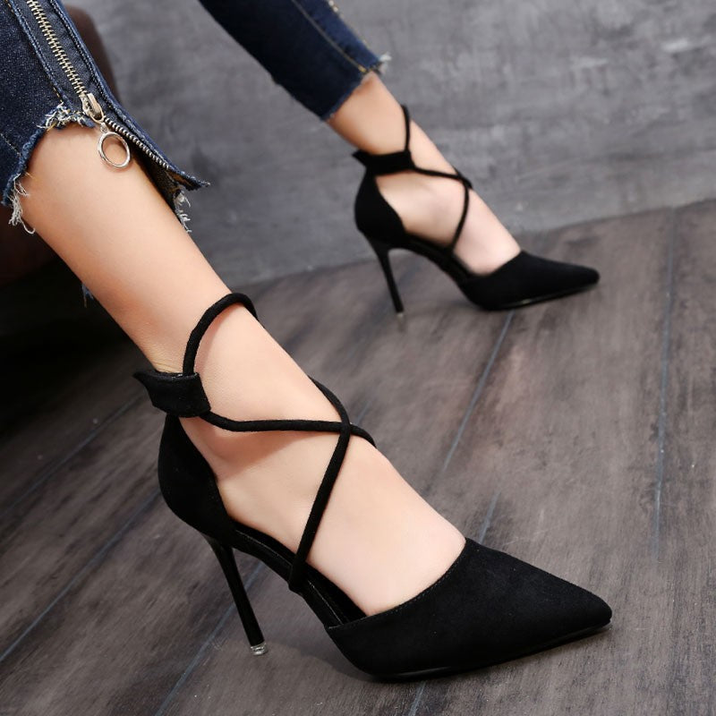 Elegant Cross Strap High Heels for Women