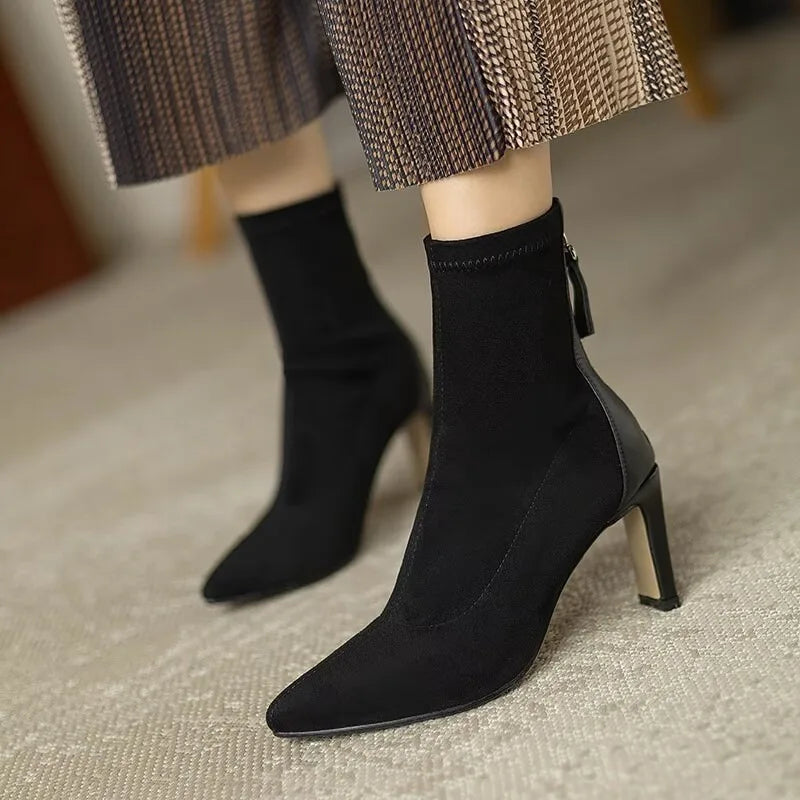 Women's Pointed Toe Suede Stiletto Boots