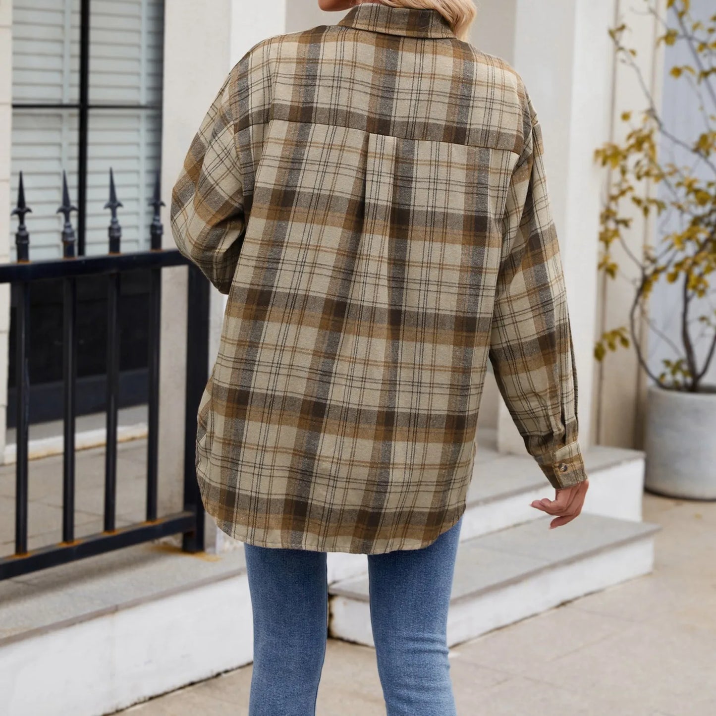 Cozy Plaid Long Sleeve Shirt for Women