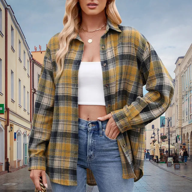 Cozy Plaid Long Sleeve Shirt for Women