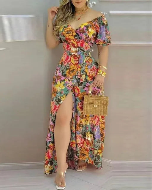 Summer Elegant Split Floral Maxi Dress | Perfect for Casual Days