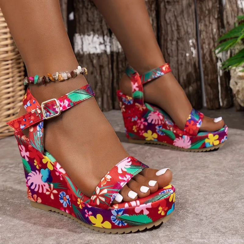 Open Toe Color Block High Heel Sandals