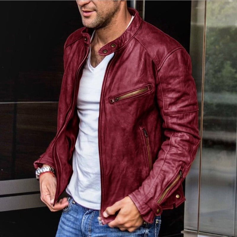 Ivyshape | Weatherproof, Versatile Leather Jacket for Men