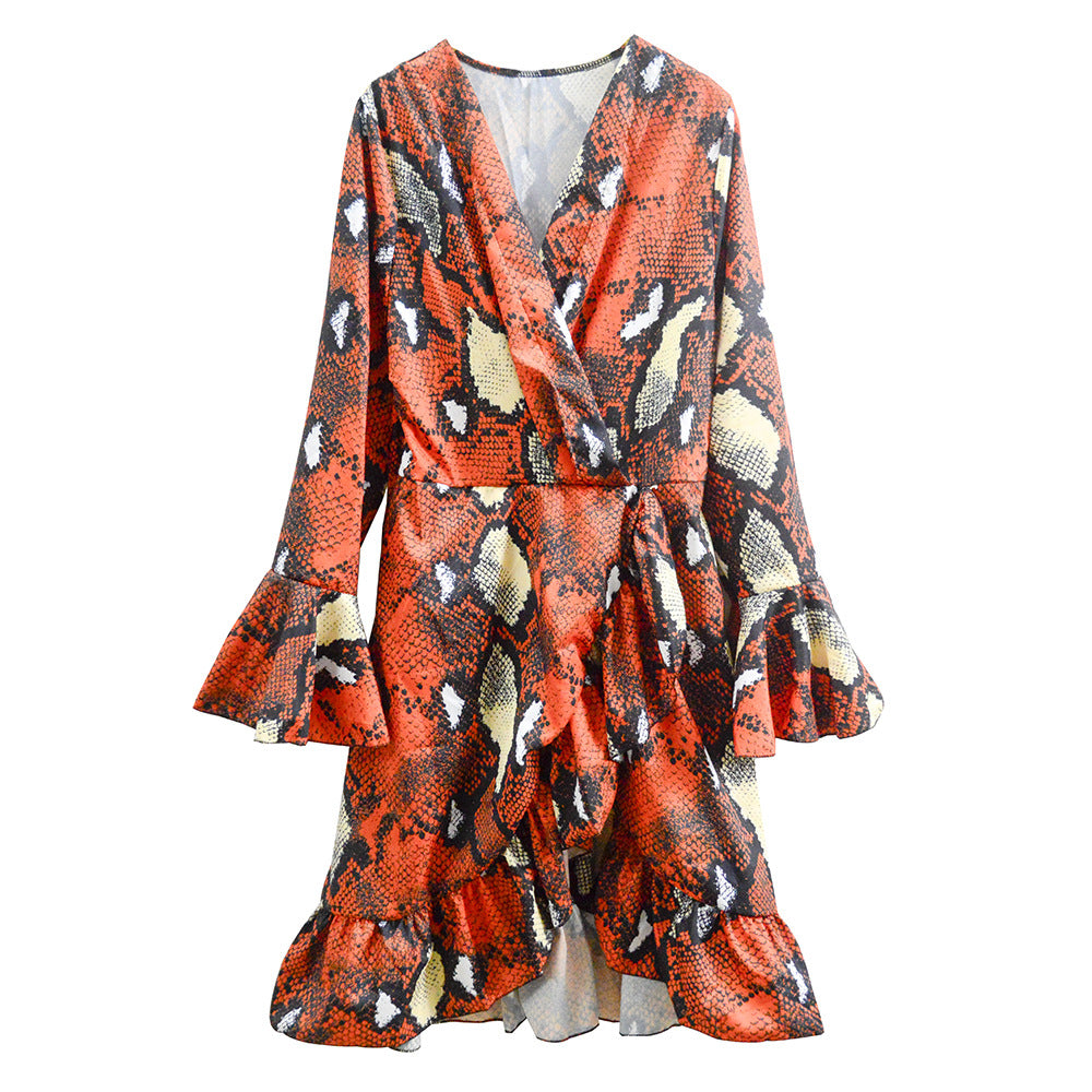 Women's wrap dress with bell sleeves Ivyshape