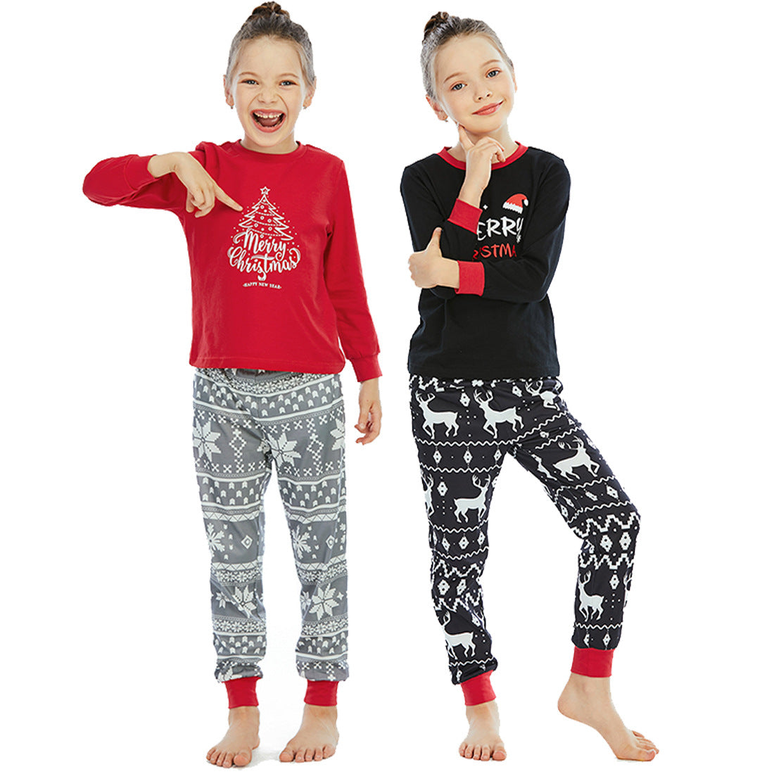 Women's pajama set with festive Christmas print and elastic waistband Ivyshape