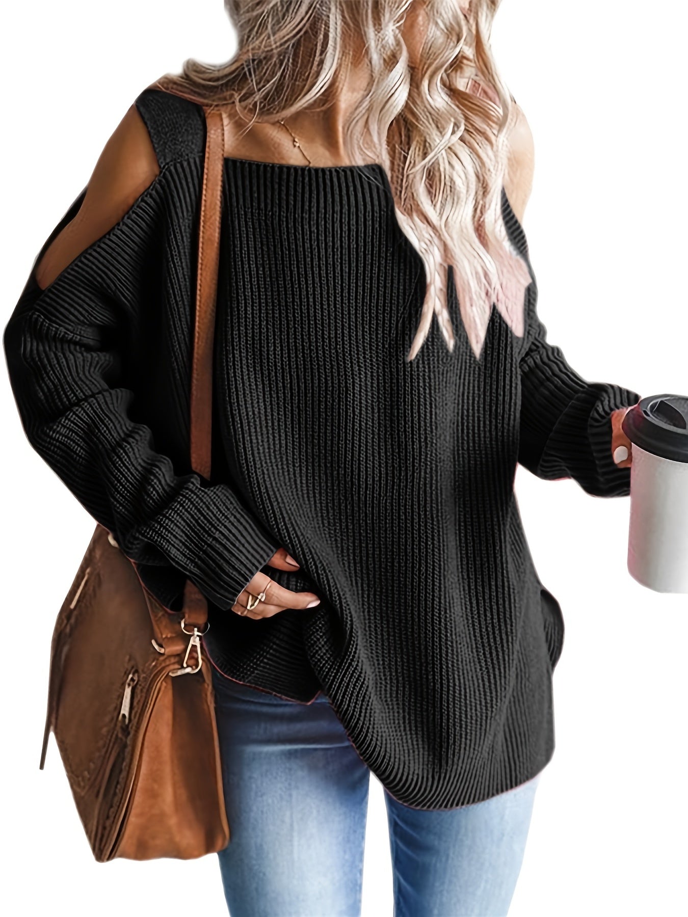 Ivyshape | Stylish Women'S Loose Knit Off-Shoulder Sweater