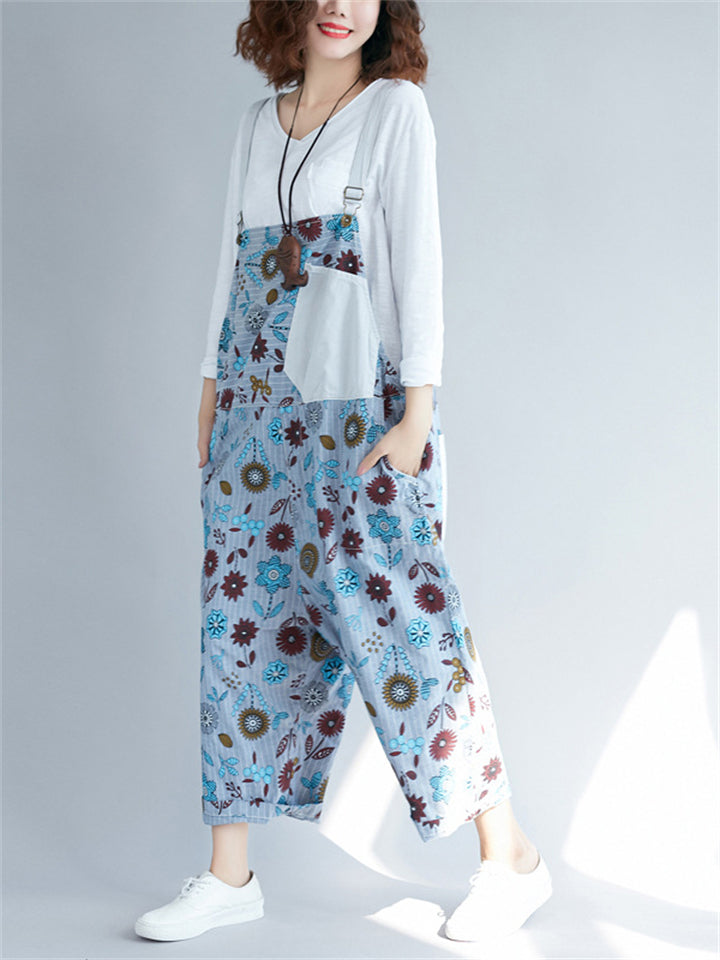 Cute Fashion Printed Denim Jumpsuits