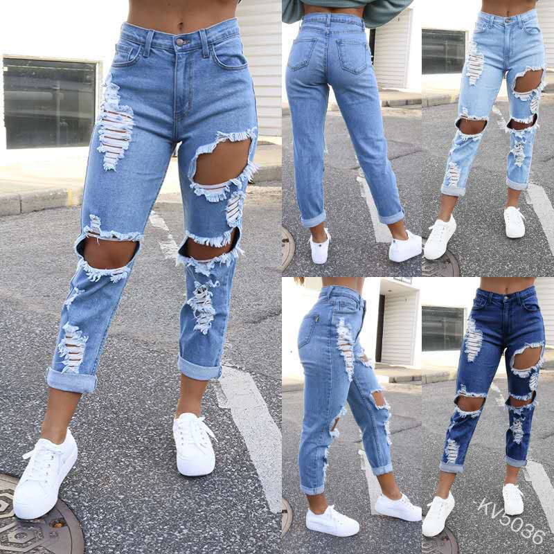 Women's Ripped Mom Jeans in Casual Street Style Ivyshape