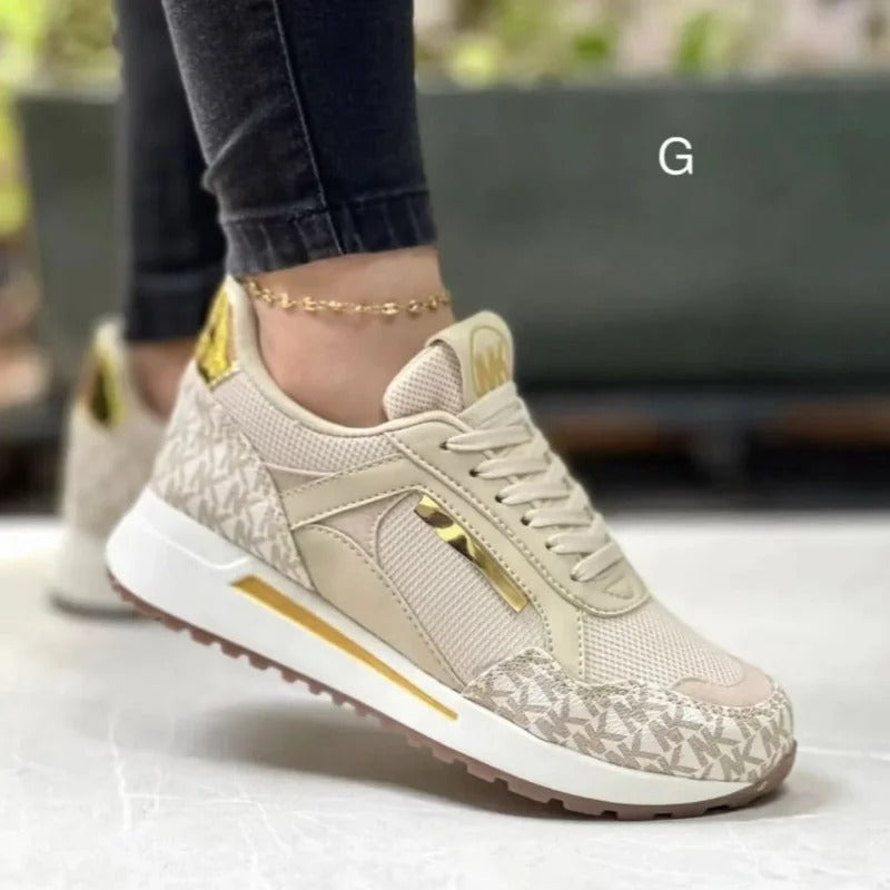 Breathable Lace-Up Platform Sneakers for Women