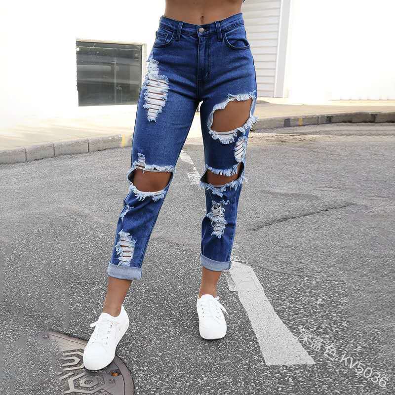 Women's Ripped Mom Jeans in Casual Street Style Ivyshape