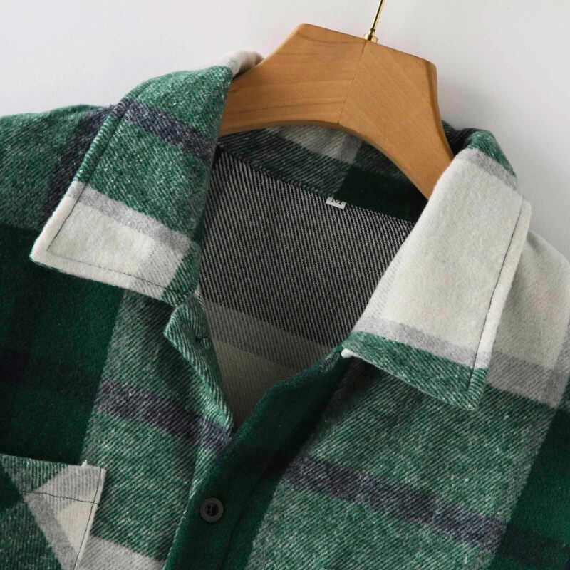 Ivyshape | Plaid Knit Flannel Long-Sleeve