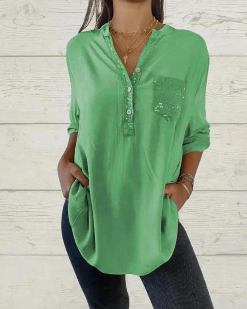 Ivyshape | V-Neck Classy Shirt