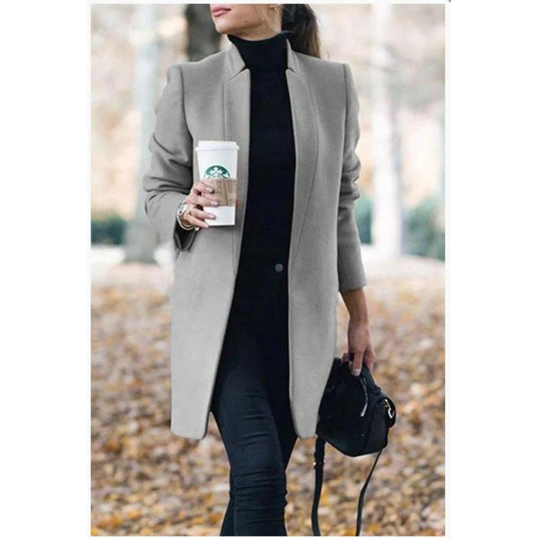 Ivyshape | Women's Buttonless Elegant Coat Oval Edge