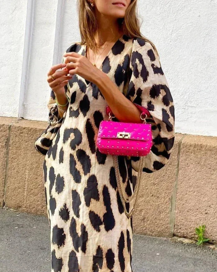 Woman Leopard Prints Maxi Dress