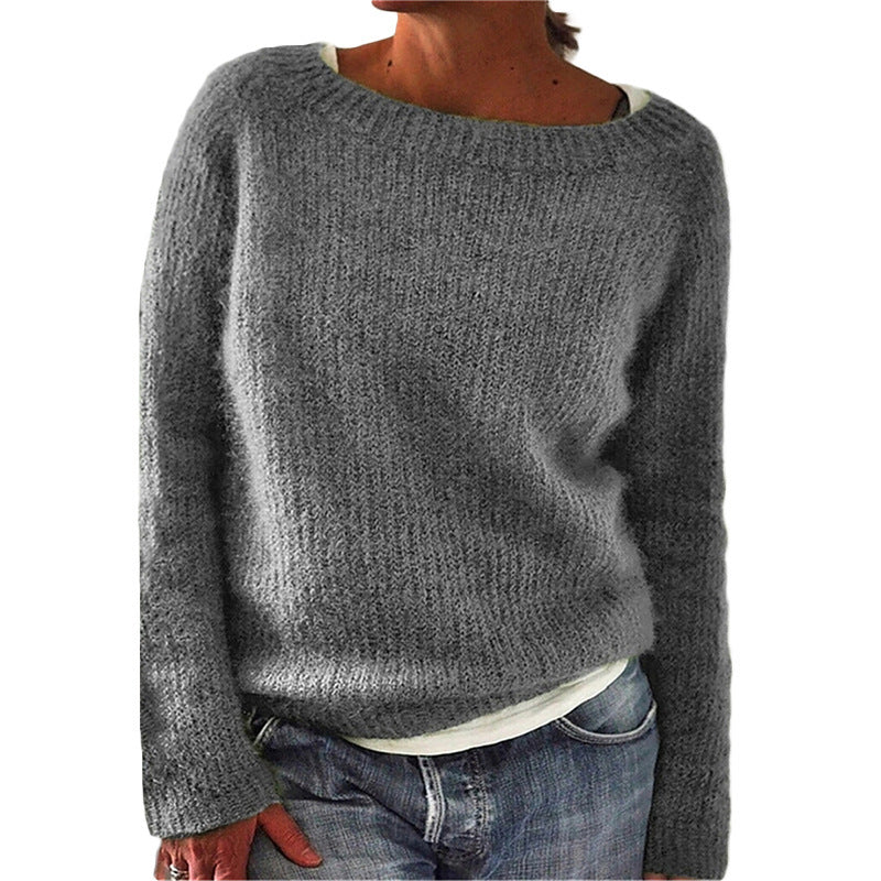 IvyShape | Basic Round Neck Fashion Versatile Knitted Sweater