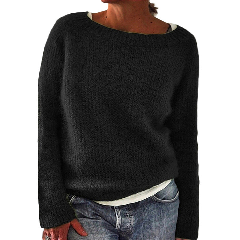 IvyShape | Basic Round Neck Fashion Versatile Knitted Sweater