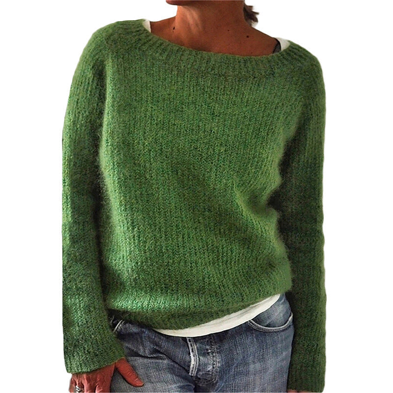 IvyShape | Basic Round Neck Fashion Versatile Knitted Sweater