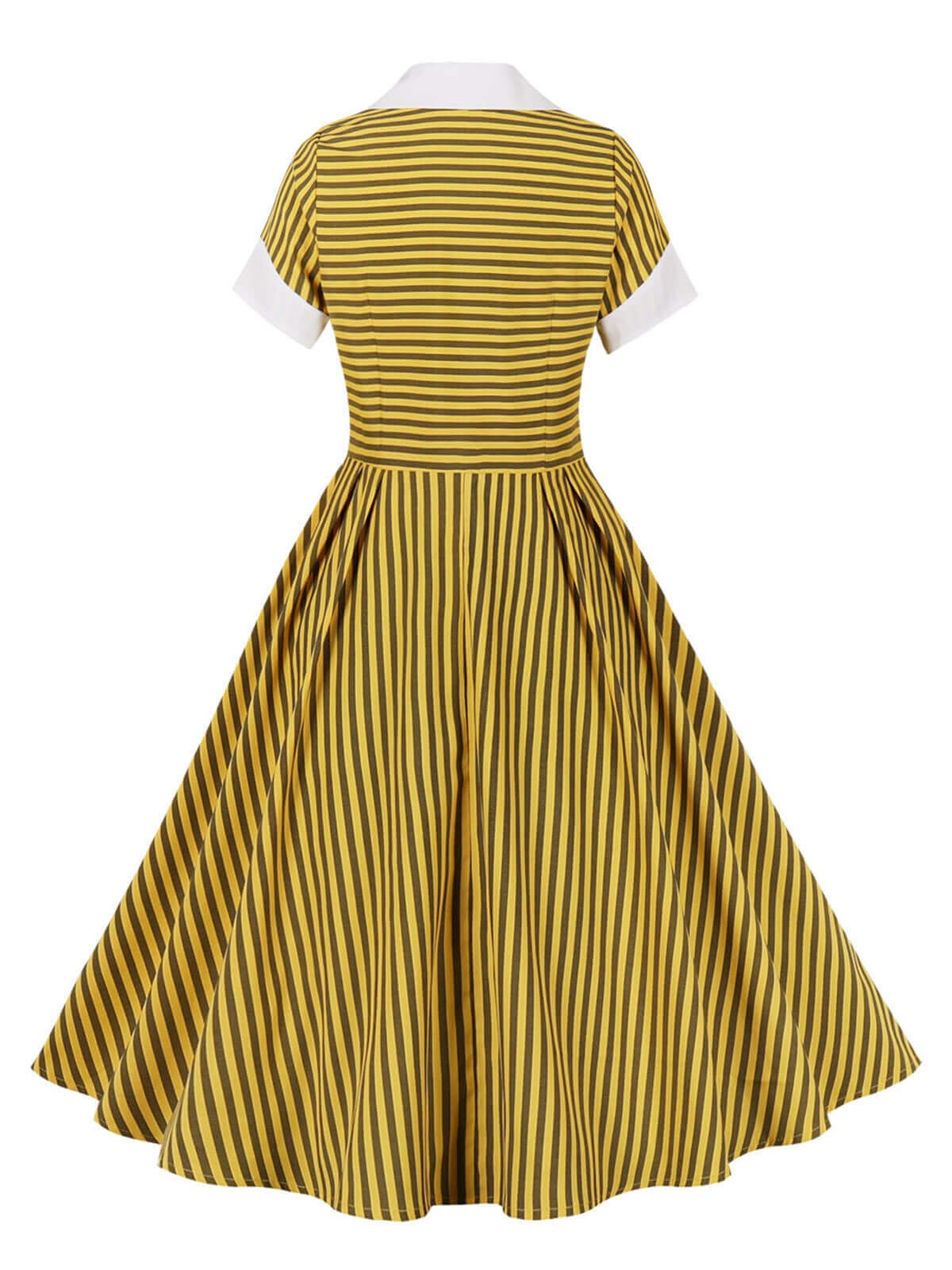 Yellow Bow Striped Swing Dress