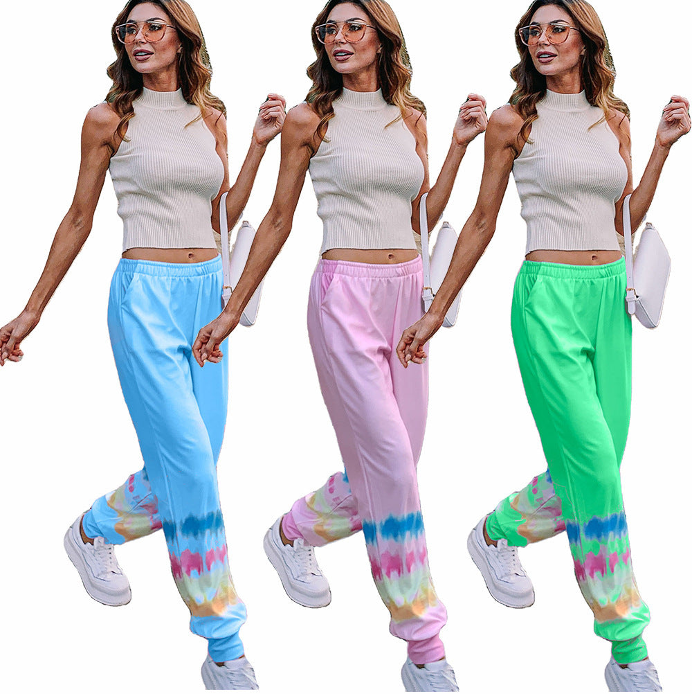 Women's Comfortable Leisure Pants with Eye-Catching Tie-Dye Pattern Ivyshape