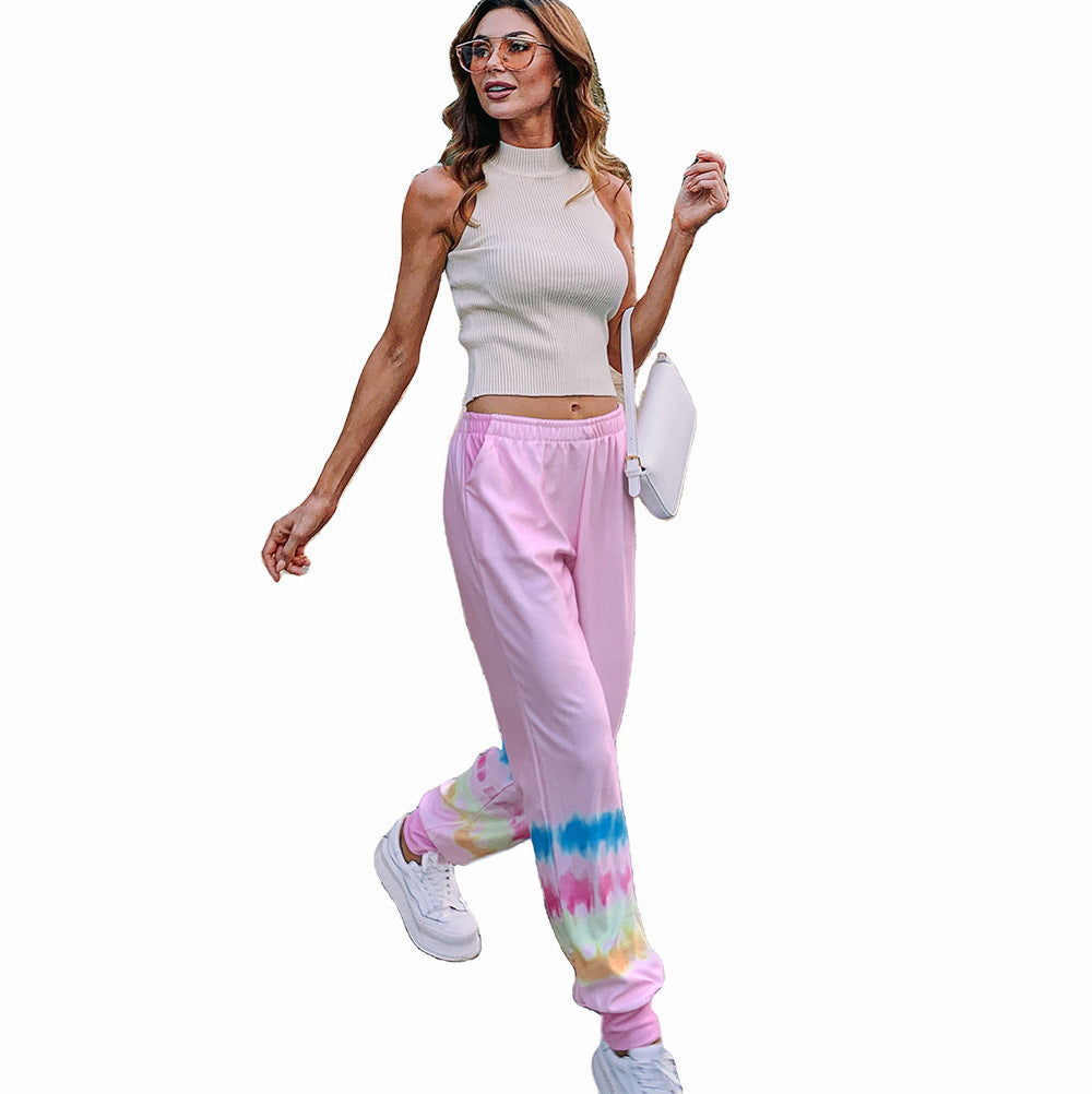 Women's Comfortable Leisure Pants with Eye-Catching Tie-Dye Pattern Ivyshape