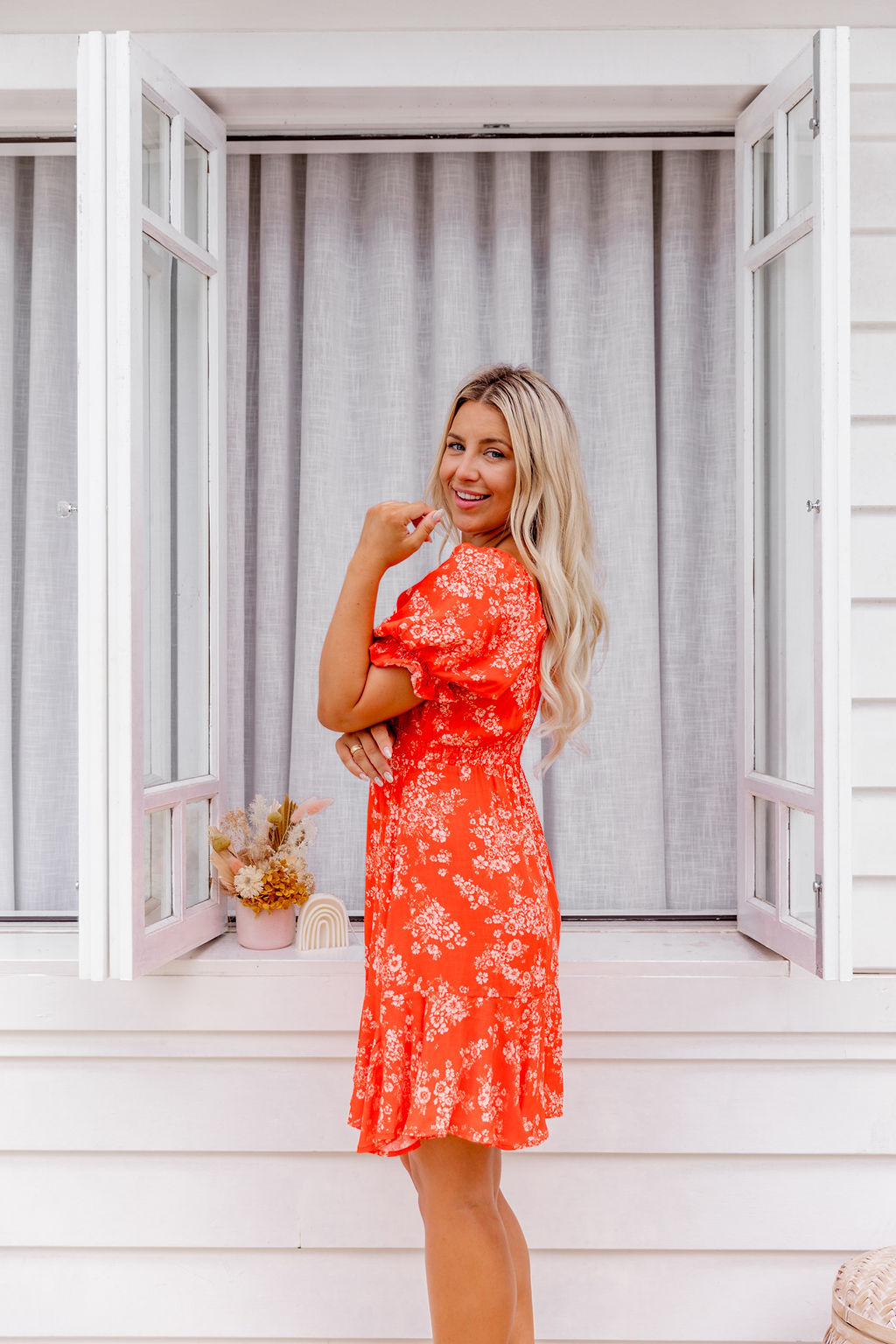 Janelle Dress - Botanical Red