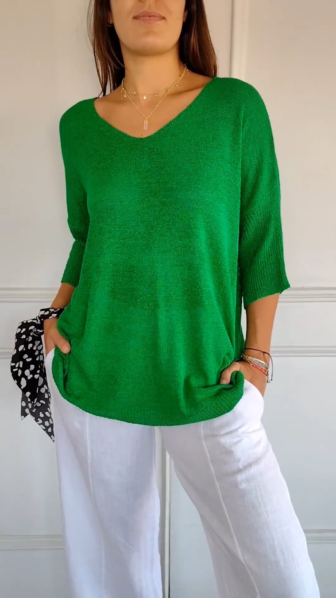 Ivyshape | Alexia Solid Knit Top with V-Neck