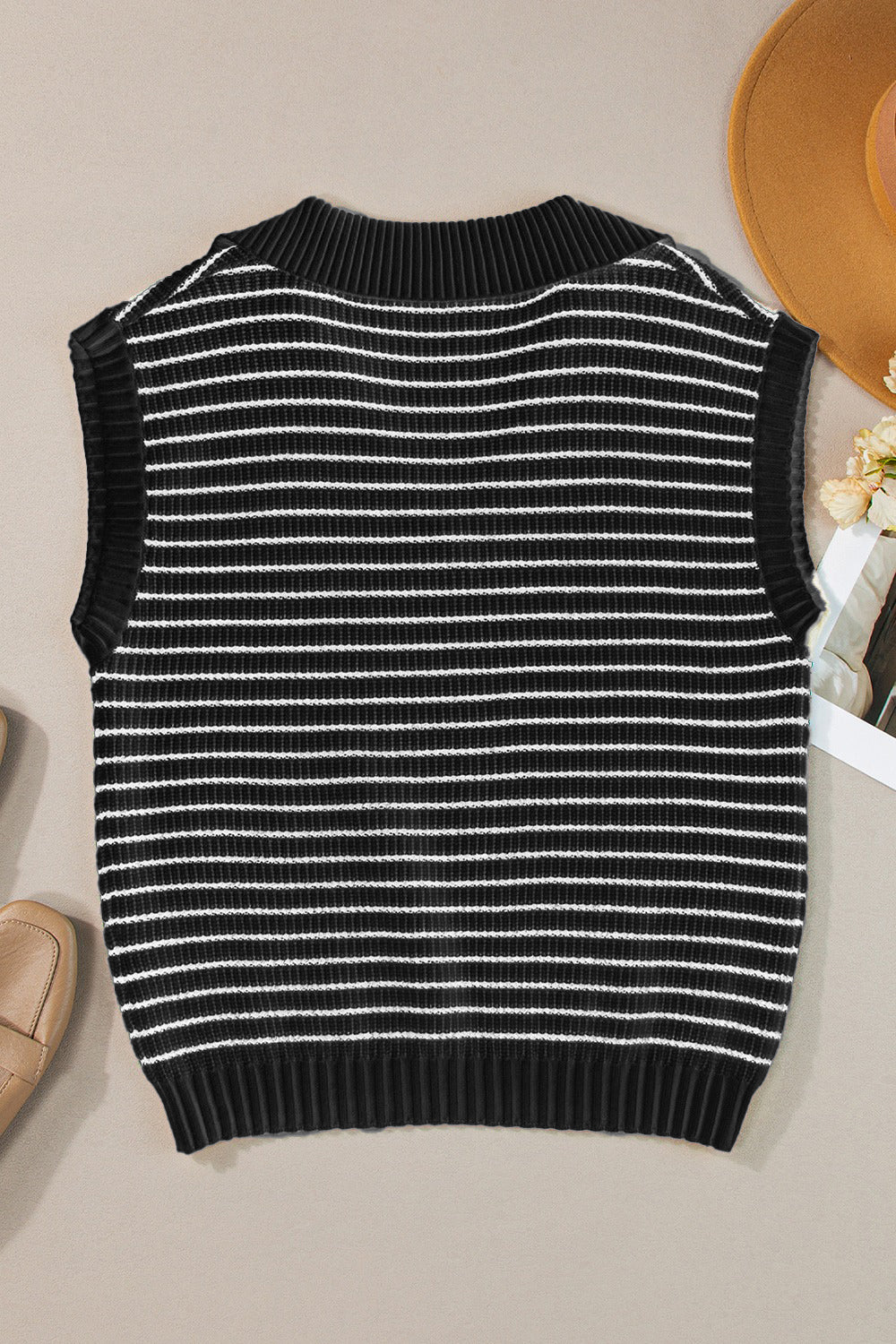 Ivyshape | Striped Collared Neck Tank