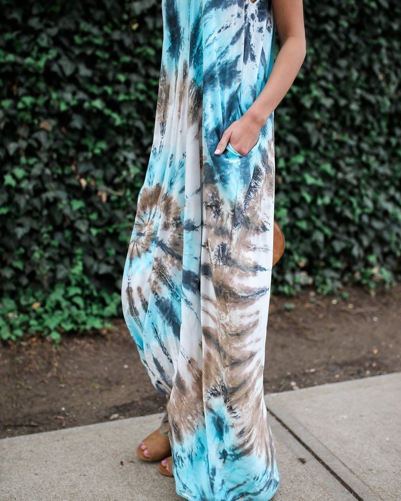 Strap Print Beach Maxi Dress