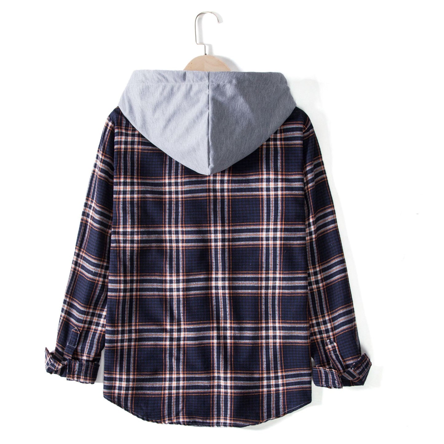 Men's Check Shirt Jacket with Integrated Hood and Comfortable Fit Ivyshape