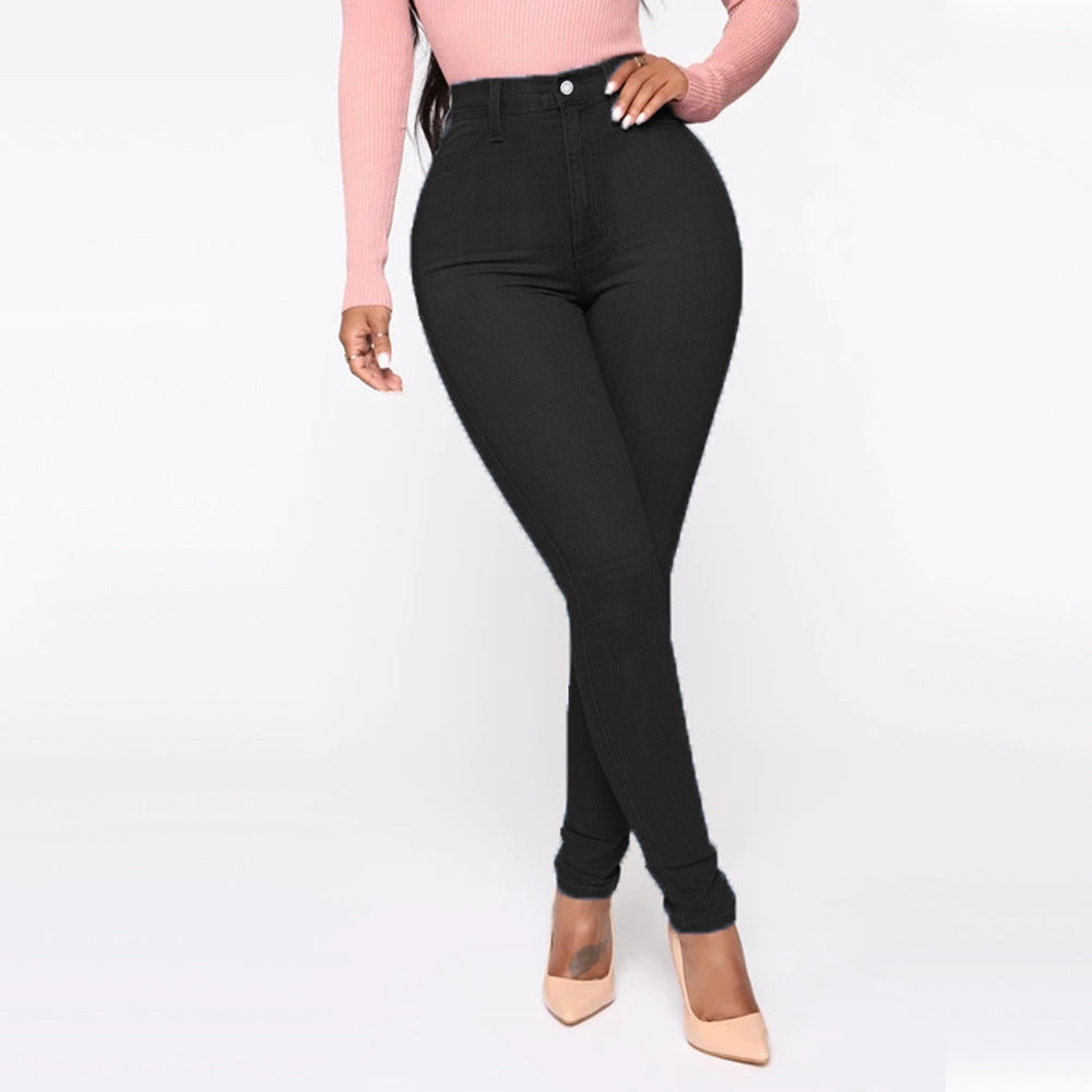 Women High-Cut Skinny Jeans with Shaping Seams Ivyshape