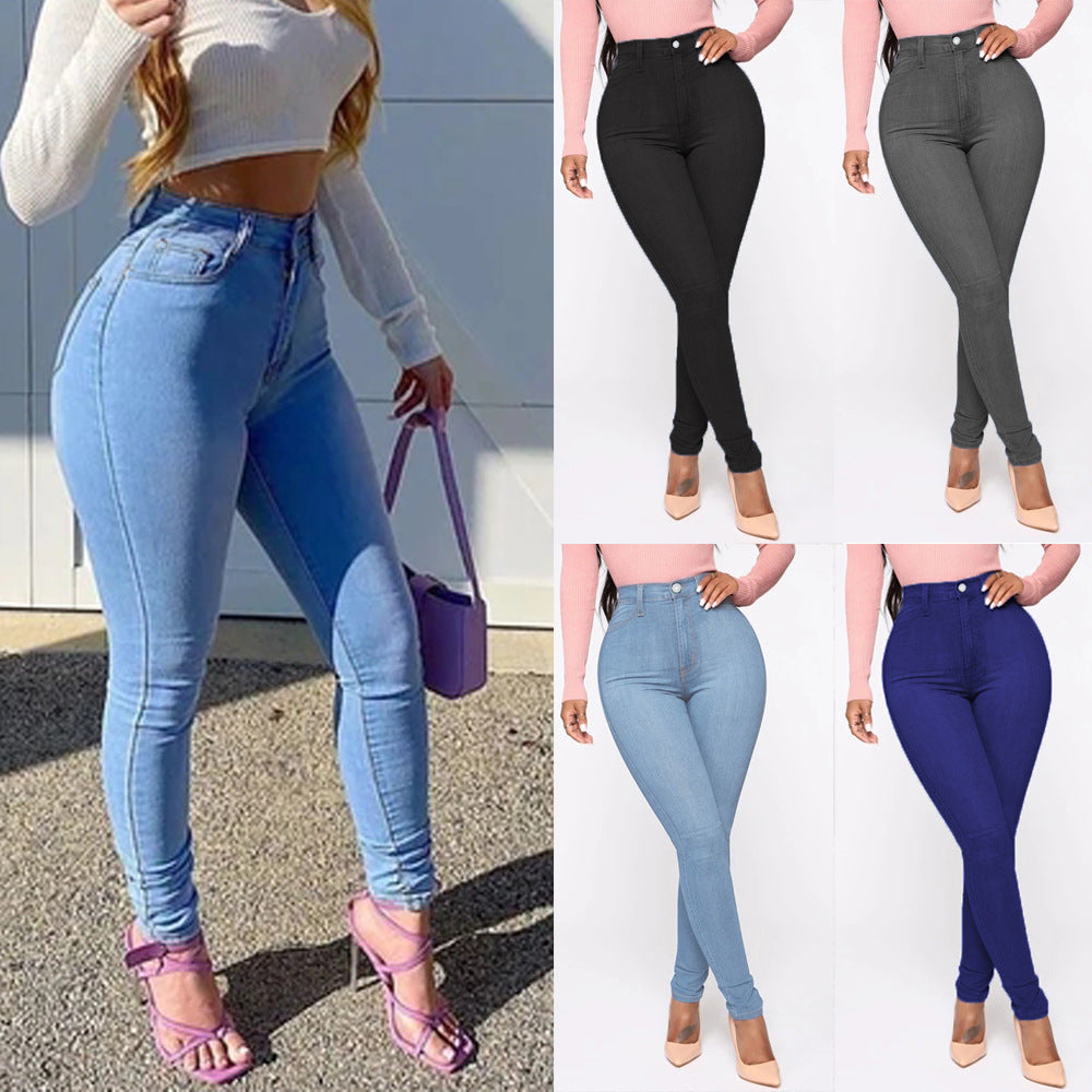 Women High-Cut Skinny Jeans with Shaping Seams Ivyshape