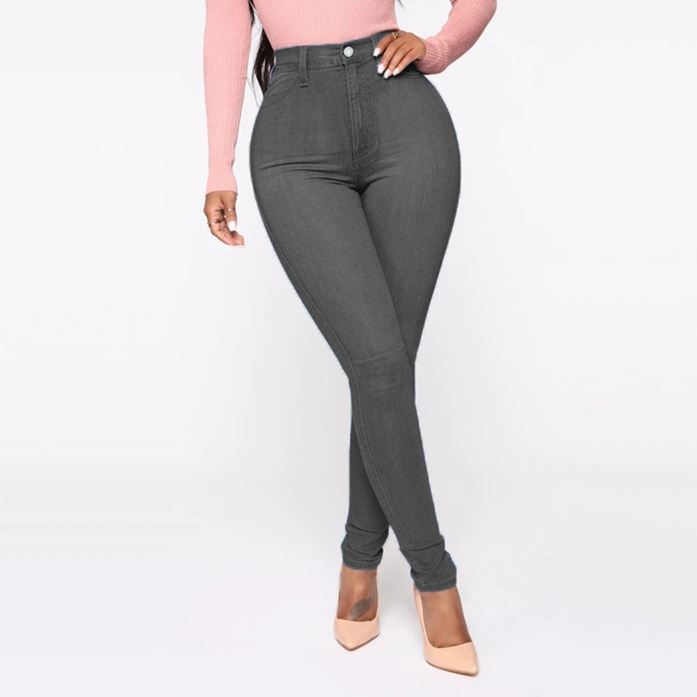Women High-Cut Skinny Jeans with Shaping Seams Ivyshape