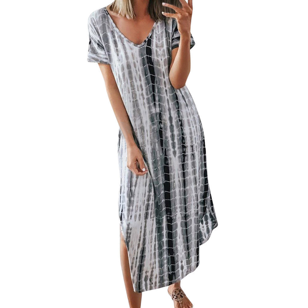 IvyShape | Chic V-Neck Loose Irregular Large Size Dress