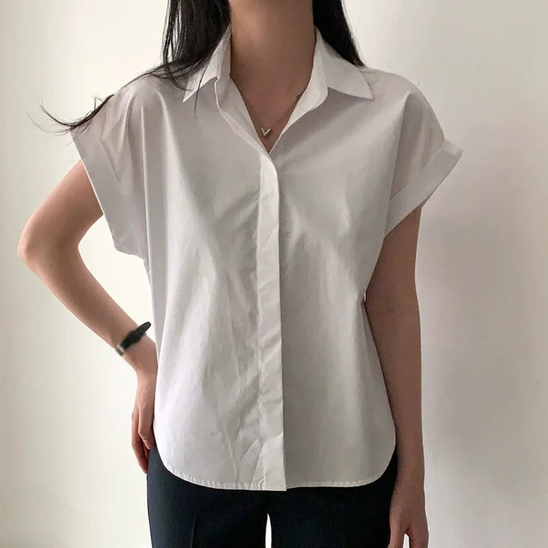 Casual Short-Sleeve Solid Top for Women