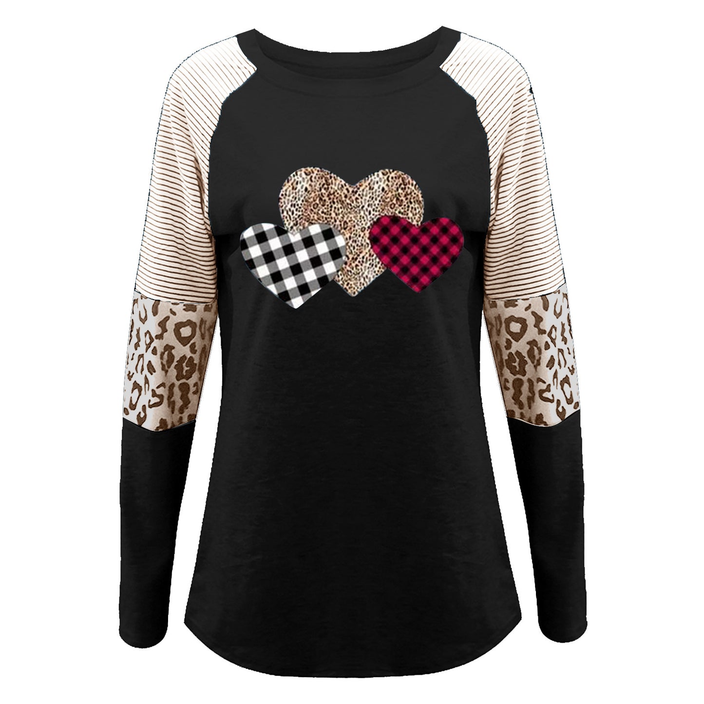 Women's raglan shirt with heart design and leopard detail Ivyshape