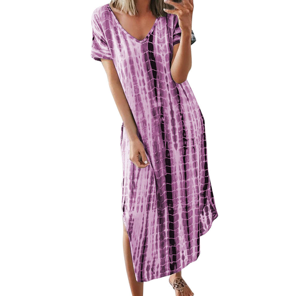 IvyShape | Chic V-Neck Loose Irregular Large Size Dress