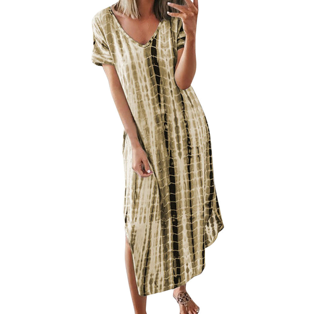 IvyShape | Chic V-Neck Loose Irregular Large Size Dress