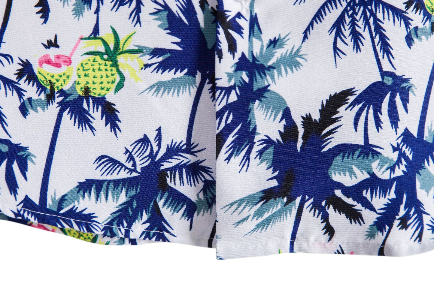 Men's Short Sleeve Shirt with Tropical Palm and Pineapple Print Ivyshape
