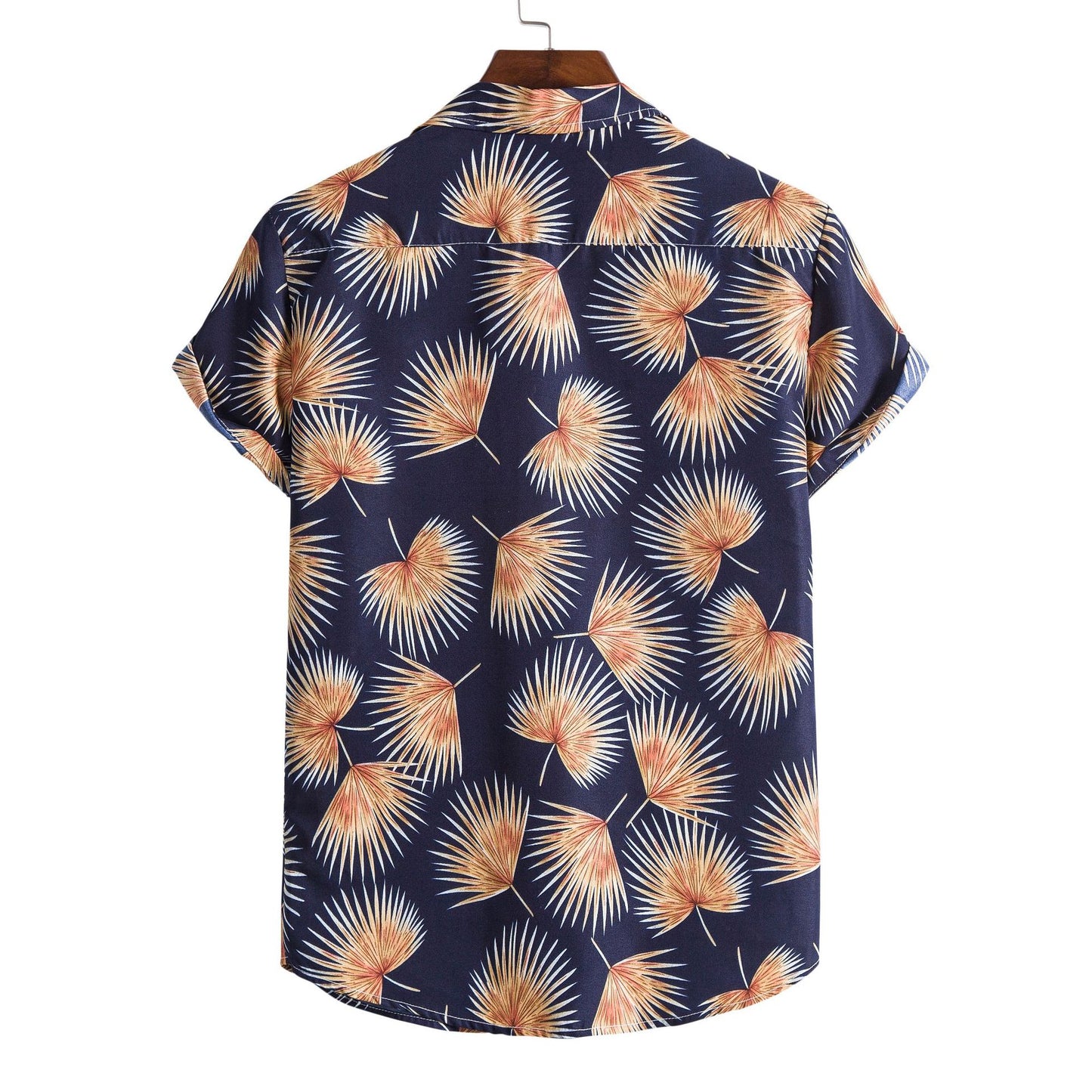 Men's short-sleeve shirt with tropical palm motif and casual fit Ivyshape