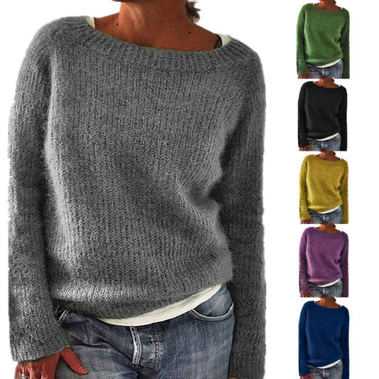 IvyShape | Basic Round Neck Fashion Versatile Knitted Sweater