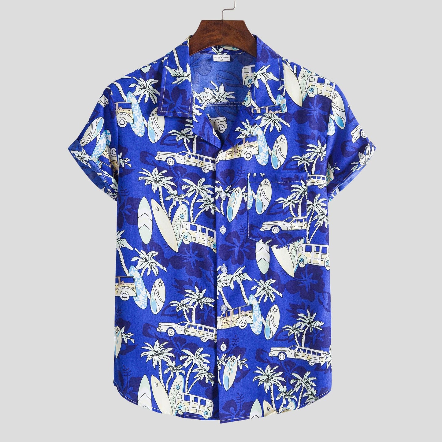 Men's Short Sleeve Shirt in Tropical Surf Design Ivyshape