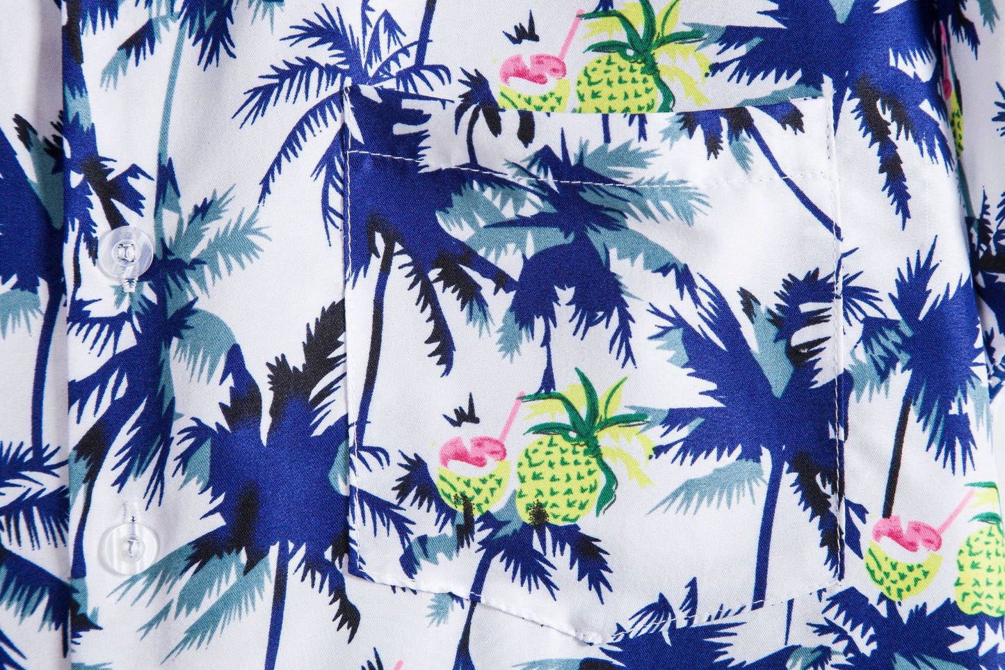 Men's Short Sleeve Shirt with Tropical Palm and Pineapple Print Ivyshape