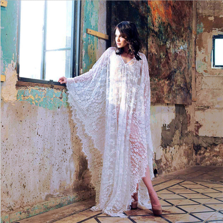 Women's lace kaftan dress in boho style with flowing cut Ivyshape