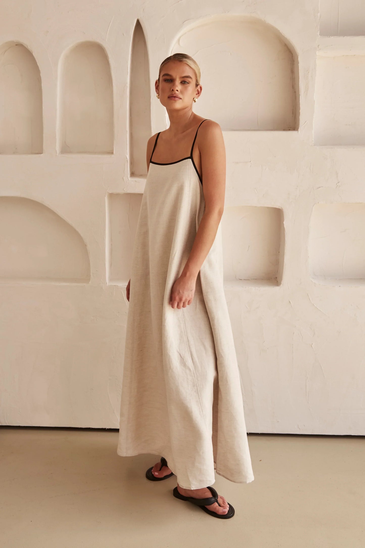 Ivyshape | Women's Linen Maxi Dress Plain