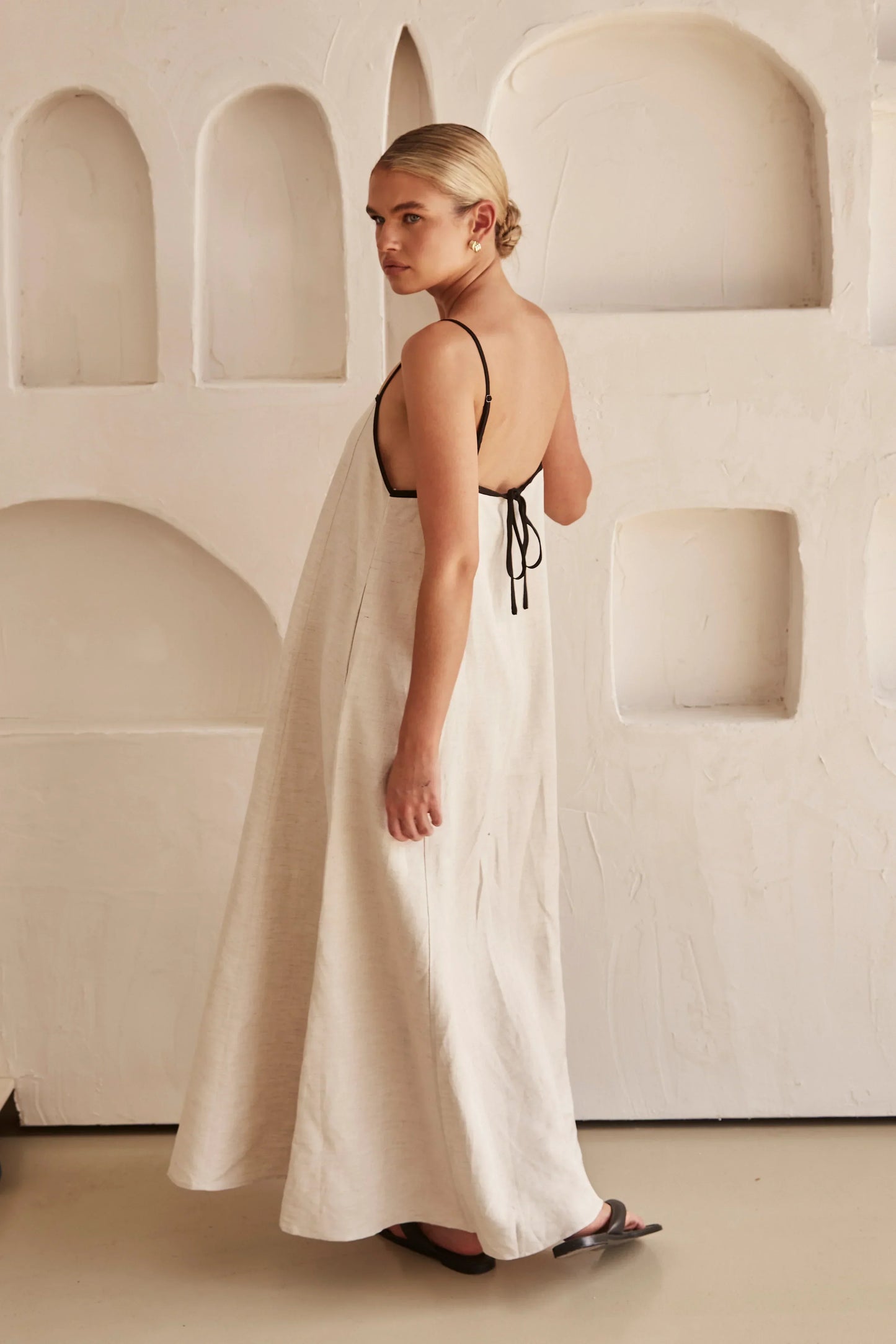 Ivyshape | Women's Linen Maxi Dress Plain