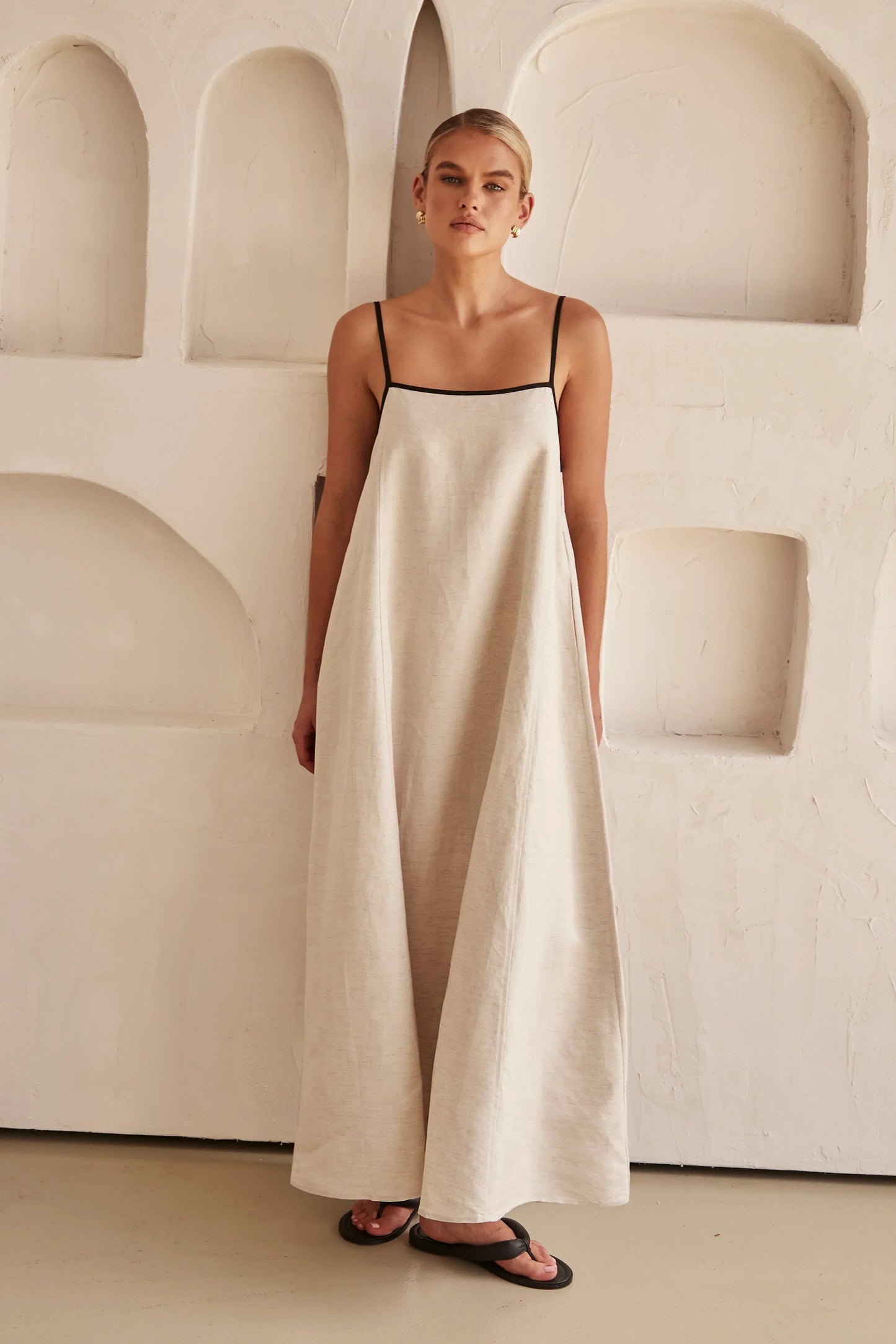 Ivyshape | Women's Linen Maxi Dress Plain