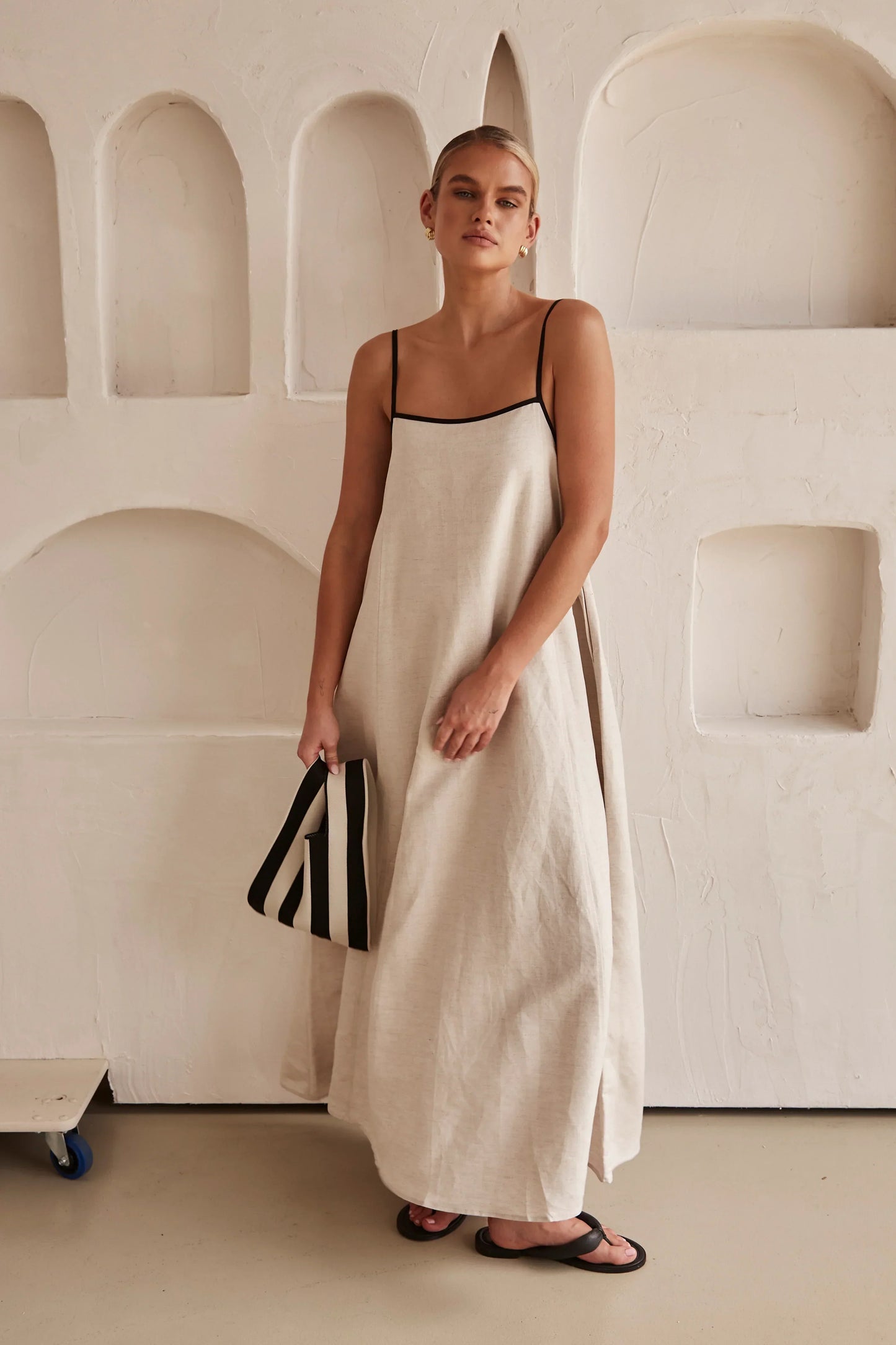 Ivyshape | Women's Linen Maxi Dress Plain