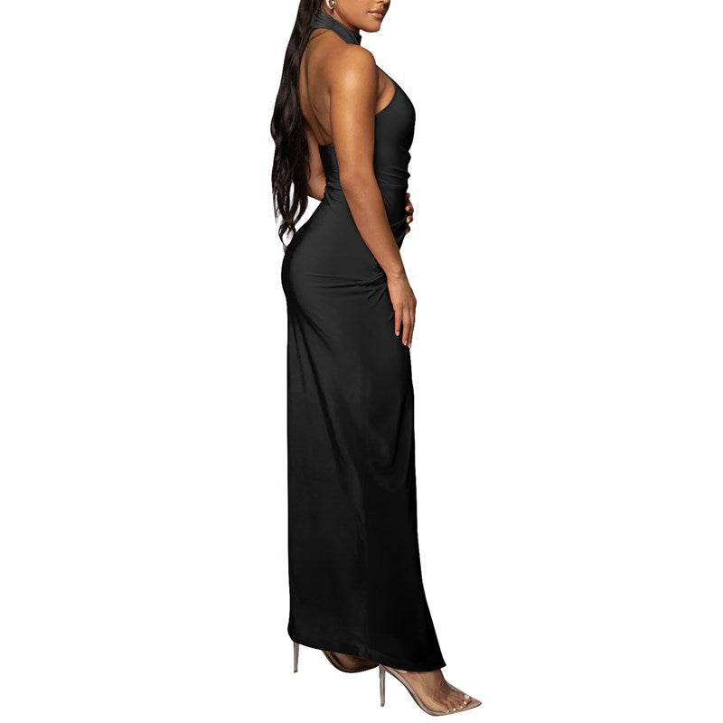 Ivyshape | Slit Formal Dress Long Dress Pleated Sleeveless